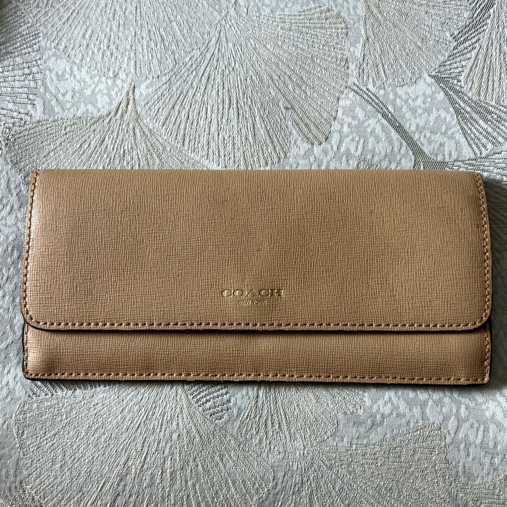 Coach Gold Saffiano Leather Soft Wallet 49350